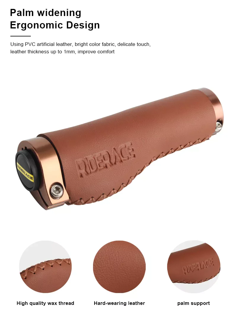 Leather Handlebar Ergonomic Design Grips Bilateral Lock-on - Solar Scooters - Image 3