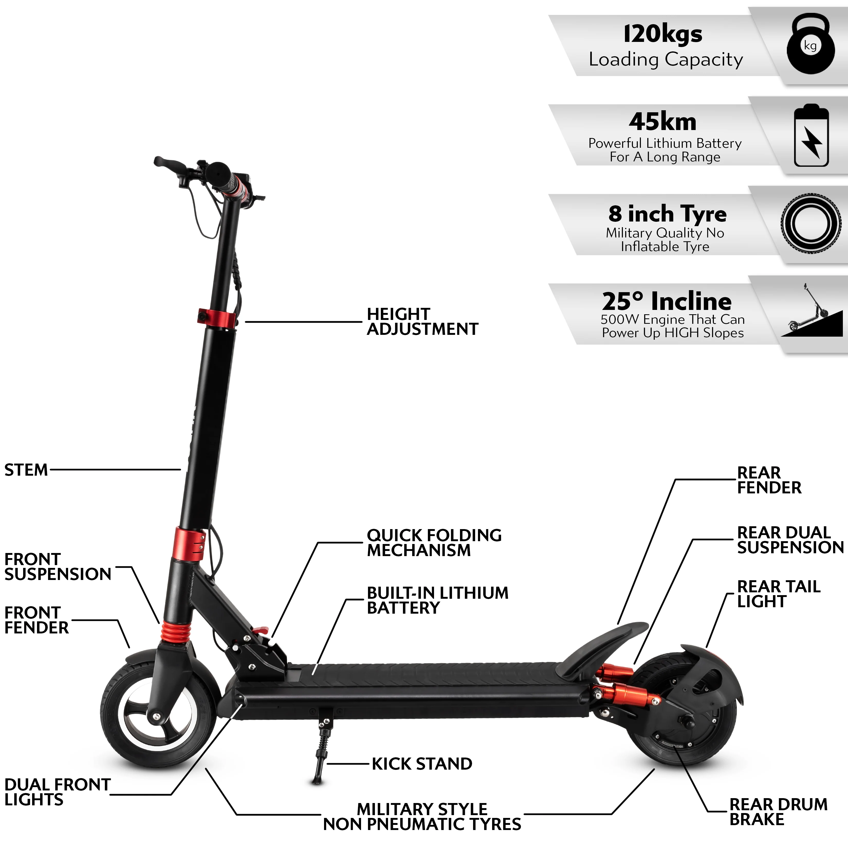 Solar E1 Electric Scooter - Black - Image 3